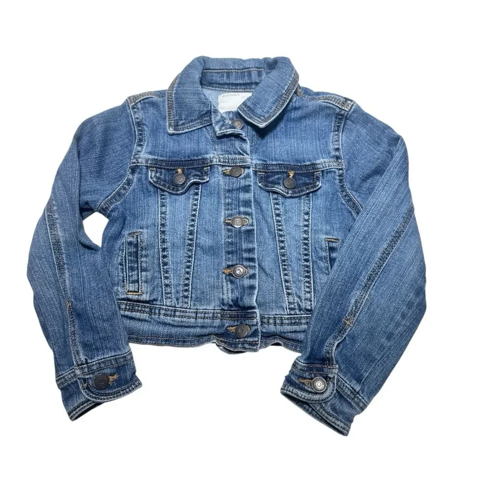Old Navy Denim Crop Jean Jacket Girl's Size XS 4/5